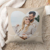 Beige Liefde Script Hart Foto Koppel Kussen (Deken)