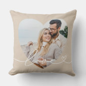 Beige Liefde Script Hart Foto Koppel Kussen (Voorkant)