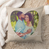 Beige Liefde Script Hart Foto Koppel Kussen (Deken)