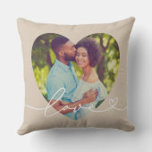 Beige Liefde Script Hart Foto Koppel Kussen (Achterkant)
