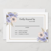 Beige & Lila Flowers RSVP Uitnodiging (Voorkant)
