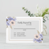Beige & Lila Flowers RSVP Uitnodiging (Staand voorkant)
