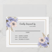 Beige & Lila Flowers RSVP Uitnodiging (Voorkant / Achterkant)