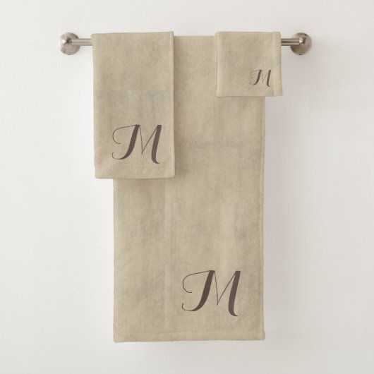 Beige Limoen was Luxureus Monogram Bad Handdoek (Insitu)