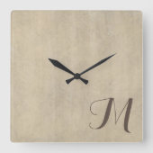 Beige Limoen was Luxureus Monogram Vierkante Klok (Voorkant)