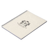 Beige Linen Black Royal Crest Crown Monogram Notitieboek (Linkerzijde)