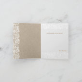 Beige Linen Burlap & White Floral Lace 2 Invite (Binnen)
