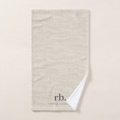 Beige Linen Creme Texture Simple Elegant Monogram Bad Handdoek (Handdoek)