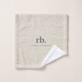 Beige Linen Creme Texture Simple Elegant Monogram Bad Handdoek (Wasdoekje)