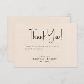 Beige linen Eenvoudig script Welkom Hartelijk dank Bedankkaart (Voorkant / Achterkant)