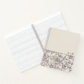 Beige Linen Floral | Monogram Initiaal Notitieboek (Binnen)