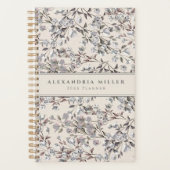 Beige Linen Floral | Naam en jaar Planner (Voorkant)