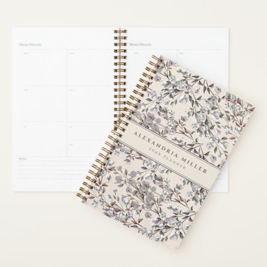 Beige Linen Floral | Naam en jaar Planner (Display)