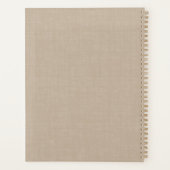Beige Linen Gold Monogram Benoeming Book Planner (Achterkant)