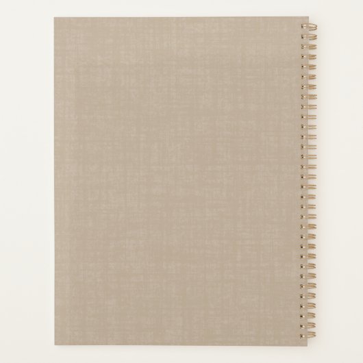 Beige Linen Gold Monogram Benoeming Book Planner (Achterkant)