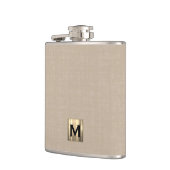 Beige Linen Gold Monogram Heupfles (Links)
