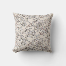 Beige Linen Gray Elegant Dainty Floral Pattern