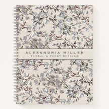 Beige Linen Gray Elegant Dainty Floral Pattern
