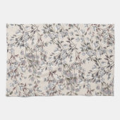 Beige Linen Gray Elegant Dainty Floral Pattern Theedoek (Horizontaal)