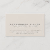 Beige Linen Gray Elegant Dainty Floral Pattern Visitekaartje (Achterkant)