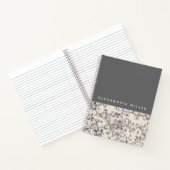 Beige Linen Gray Floral | Gepersonaliseerde naam Notitieboek (Binnen)