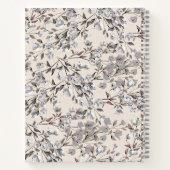 Beige Linen Gray Floral | Gepersonaliseerde naam Notitieboek (Achterkant)