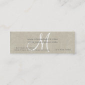 Beige Linen Gray Simple Plain Monogram Mini Visitekaartje (Achterkant)