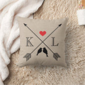 Beige Linen Monogram Initiaal Pillow Couple Cft Kussen (Deken)