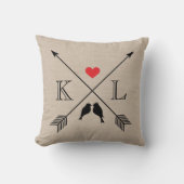 Beige Linen Monogram Initiaal Pillow Couple Cft Kussen (Voorkant)