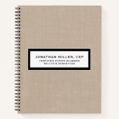 Beige Linen Name Title Company Notitieboek (Voorkant)