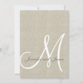 Beige Linen Rustic Wedding Invitation Kaart (Voorkant)