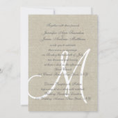 Beige Linen Rustic Wedding Invitation Kaart (Achterkant)