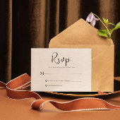 Beige linen Simple Black Script RSVP-kaart Kaart