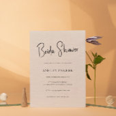 Beige Linen Simple Black Script-Vrijgezellenfeest Kaart