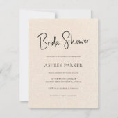 Beige Linen Simple Black Script-Vrijgezellenfeest Kaart (Voorkant)