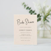 Beige Linen Simple Black Script-Vrijgezellenfeest Kaart (Staand voorkant)