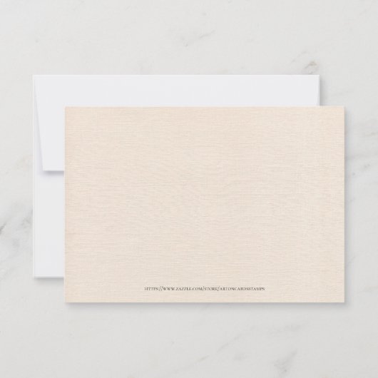 Beige linen Simple Black Script Weddenschap Detail Kaart (Achterkant)