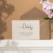 Beige linen Simple Black Script Weddenschap Detail Kaart