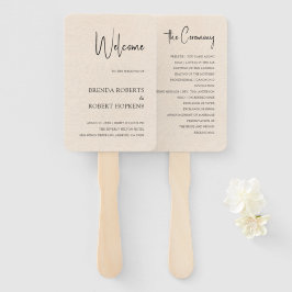 Beige Linen Simple Black Script Weddenschap Hand F Handwaaier