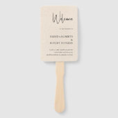 Beige Linen Simple Black Script Weddenschap Hand F Handwaaier (Voorkant)