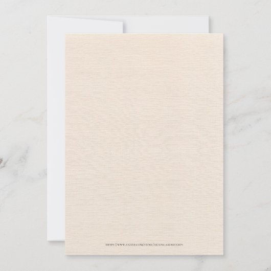 Beige linen Simple Black Script Wedding Invite Kaart (Achterkant)