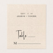 Beige Linen Simple Black Script Weduwgoedkaart Visitekaartje (Buitenkant ongevouwen)