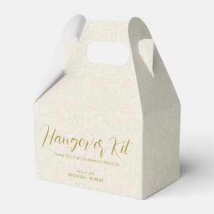 Beige linen Simple Script Hangover Recovery Kit Bedankdoosjes