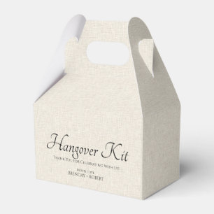 Beige linen Simple Script Hangover Recovery Kit Bedankdoosjes