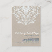 Beige Linen White Floral Lace Event Designer Visitekaartje (Achterkant)