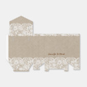 Beige Linen White Lace Bridal Gift Box Bedankdoosjes (Uitgevouwen)