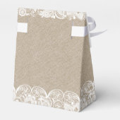 Beige Linen White Lace Bridal Gift Box Bedankdoosjes (Achterkant)