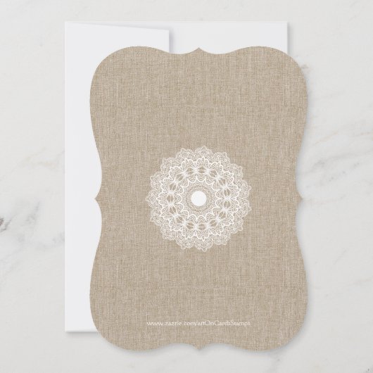 Beige Linen White Lace Vrijgezellenfeest Invite Kaart (Achterkant)