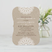Beige Linen White Lace Vrijgezellenfeest Invite Kaart (Staand voorkant)