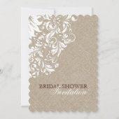 Beige Linen White Lace Vrijgezellenfeest Invite Kaart (Achterkant)